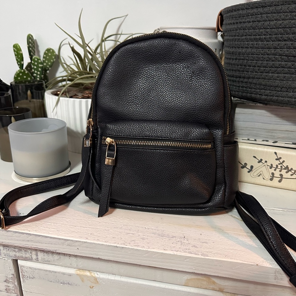 Private Label Black Backpack with Gold Accents